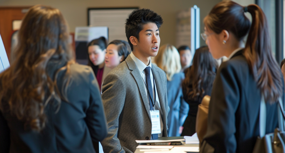 Students at a career fair