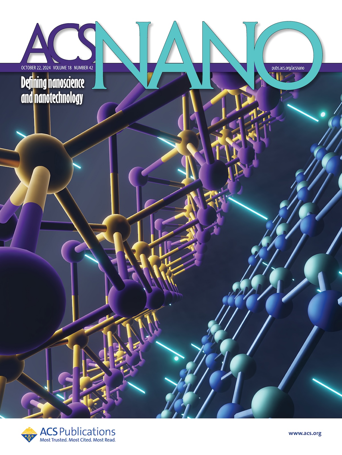 cover of ACS Nano journal featuring illustration of a nanostructure