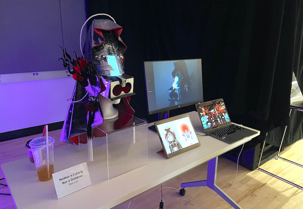 elaborate VR headdress on display table